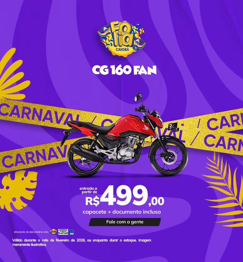 Banner Fevereiro 2026 Caiobá Motos Honda Combo CG 160 FAN Vermelha