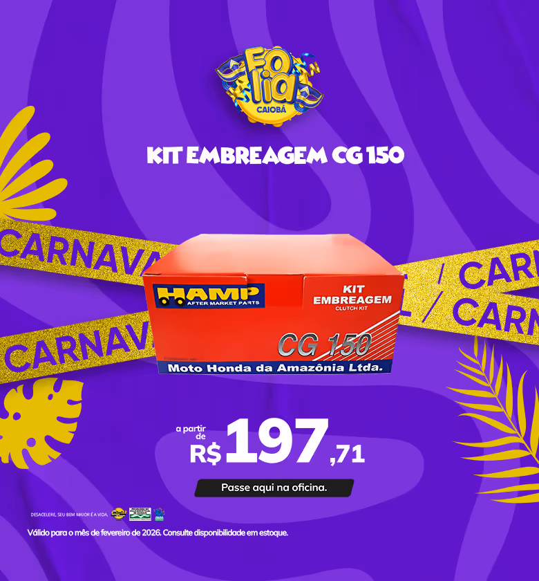 Banner Fevereiro 2026 Caiobá Motos Honda Peças, Kit Embreagem CG 150